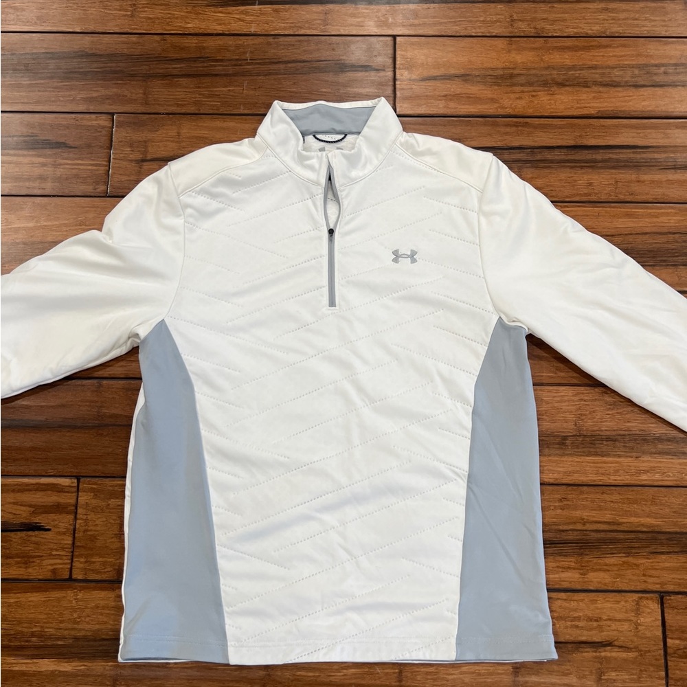 Men’s Lg White Under Armour half zip Cold gear pullover